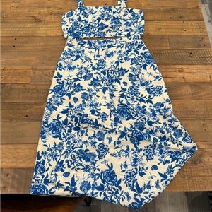 Floral Blue and White Two Piece Set